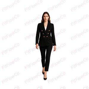 ✨ ZARA Woman Black Bouclé Tweed Double-Breasted Blazer Size S EUC